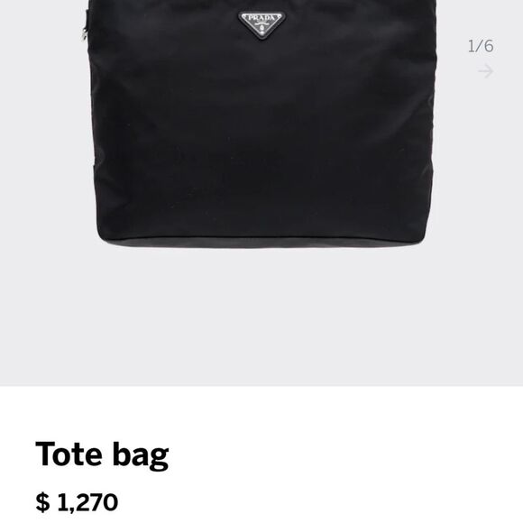 Black Prada nylon fabric with navy blue double handles tote - Picture 16 of 16